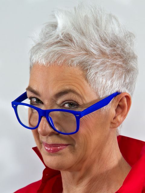 Short-spiky-haircut-for-older-women-with-glasses - Short 