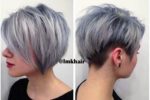 Silver Short Stacked Pixie Haircut For Cute Women