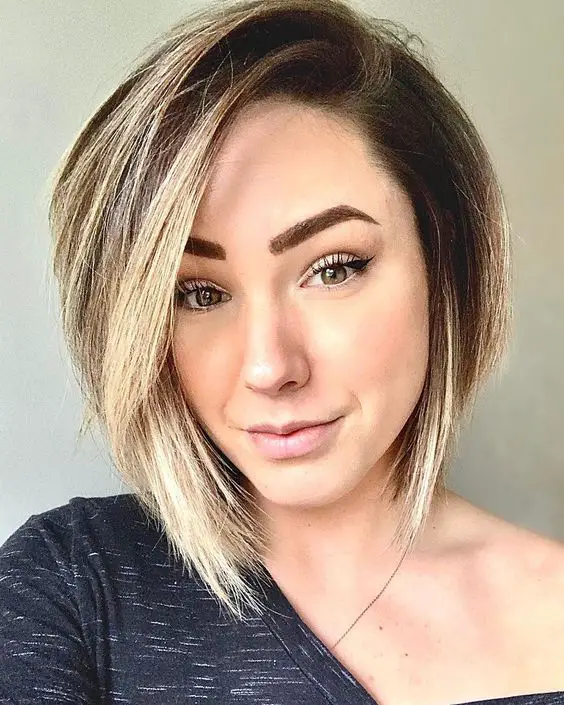 60 Excellent Short Hairstyles for Round Faces to Look Stunning Disconnected-bob