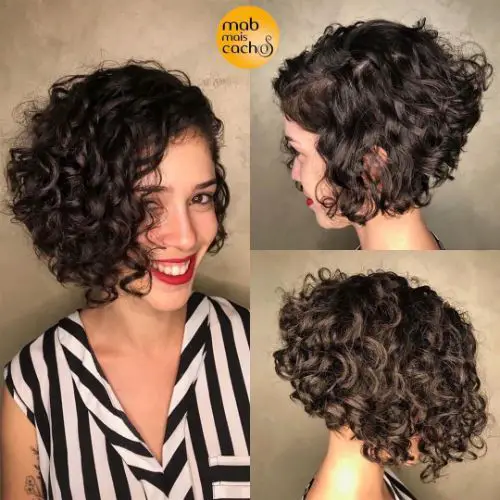 60 Excellent Short Hairstyles for Round Faces to Look Stunning Layered-curly-wedge