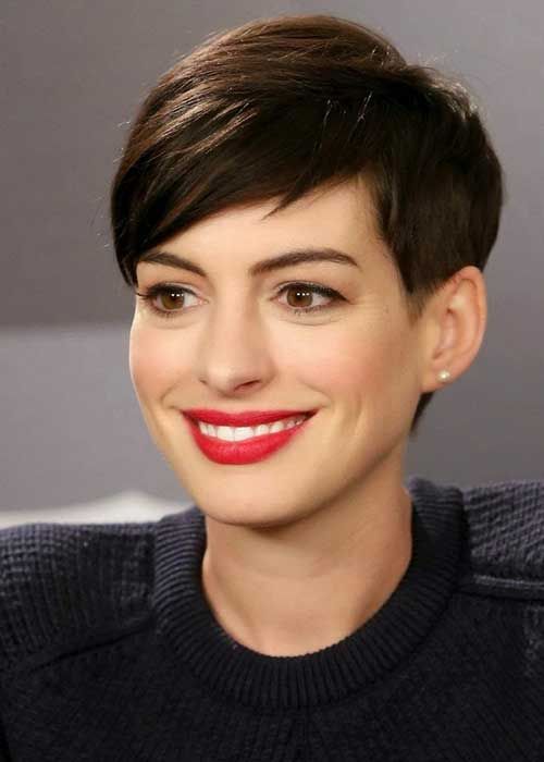 60 Excellent Short Hairstyles for Round Faces (Updated 2022) Layered-pixie-cut-with-bangs