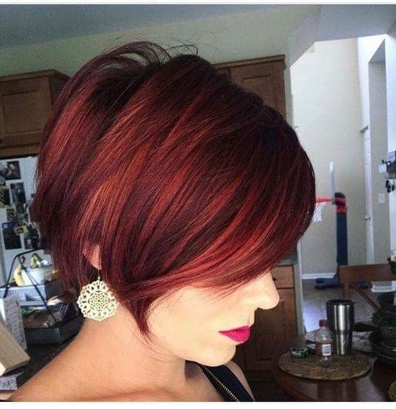awesome pastel burgundy color on choppy haircut