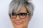 Colored Layered Short Choppy Hairstyle Women Over 60