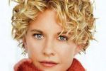 Short Blonde Curly Haircut With Bangs For Over 50 Women