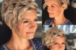 Short Wavy Curly Asymmetrical Hairstyle For Older Women