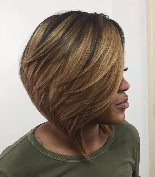 10 Excellent Short Haircuts for Black Ladies Over 50 Years Old Angled-bob-with-shaggy-layers