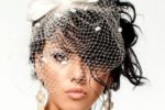 Tight Curly Hair With Birdcage Veil For Wedding 1