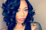 Side Swept Curl Bob Hairstyle For African American Women 1
