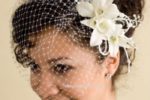 Tight Curly Hair With Birdcage Veil For Wedding 3