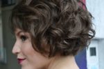 Short Curly Bob Hairstyle With Bangs For Wedding 2