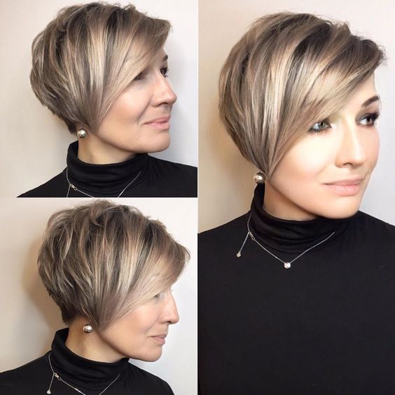 20 Charming Short Brown Hairstyles for Women Over 60 Brown-and-blonde-balayage-pixie