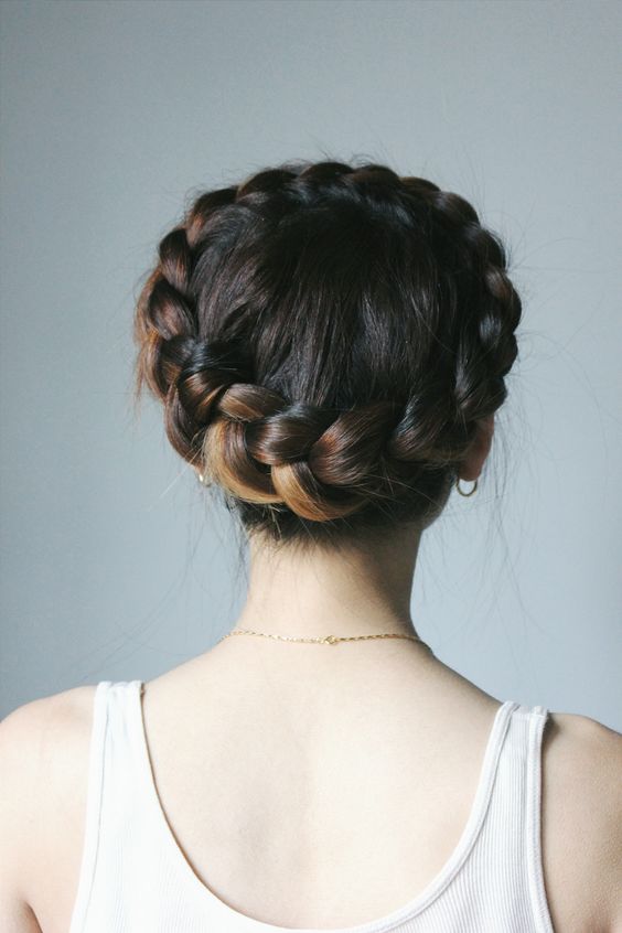 Crown Braid Easy Updos for Short Hair to do Yourself 6