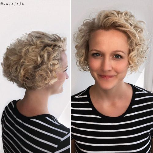 100 Flattering Short Hairstyles for Women Over 50 with Fine Hair Curly-angled-cut-with-layers-2