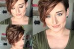 Curly Brown Pixie With Highlights