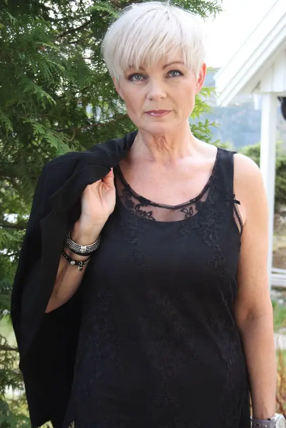 Super Edgy Pixie Hairstyle for Women Over 50 with Fine Hair 6