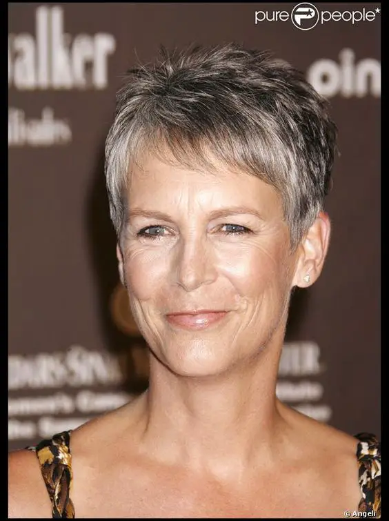 Jamie Lee Curtis Short Pixie with Layered Bangs