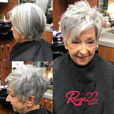 Pixie Do with Side Swept Bangs Hairstyles for Women Over 70 - Short