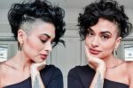 Short Curly Hairstyle With Shaved Side