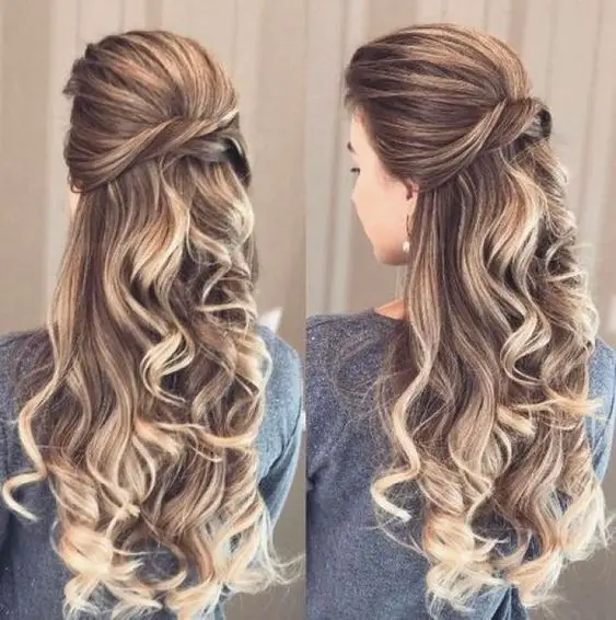 Crossed and Wavy Half Updo