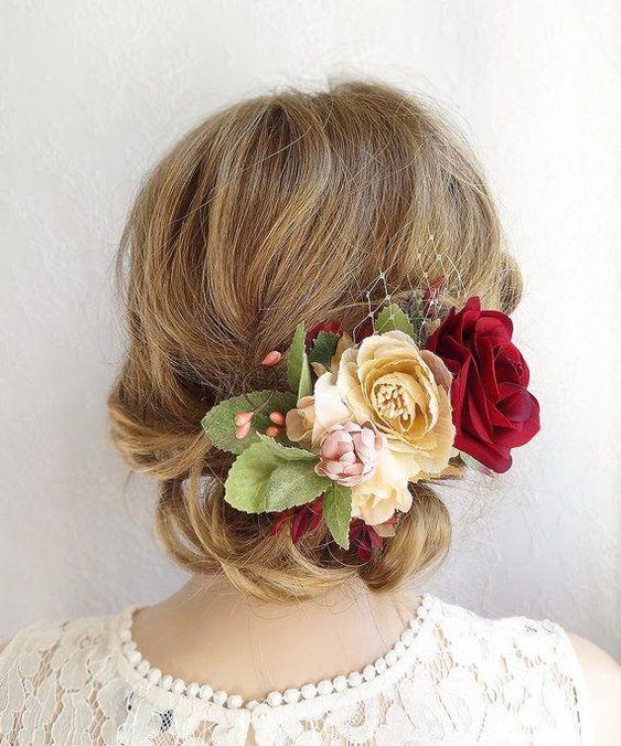 Hair Updo with Floral Piece