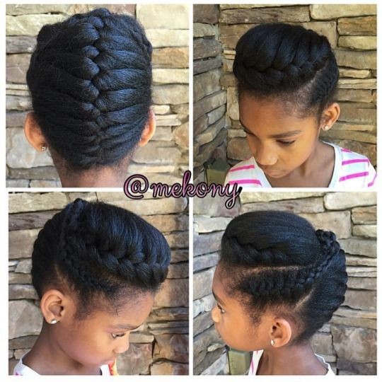 Short Braid Hairstyle for Black Hair Tied Upwards