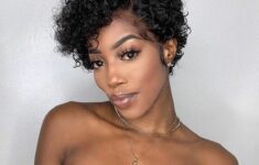 Very short curly side comb hairstyle